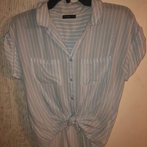 CASUAL STRIPED BUTTON UP BLOUSE 🤍💙